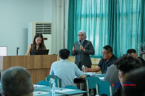 Siti Masitah from STF Executive Team speaking in from of vessel owners in Zhoushan, China, July 2026